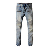 Vaqueros biker vintage con lavado claro